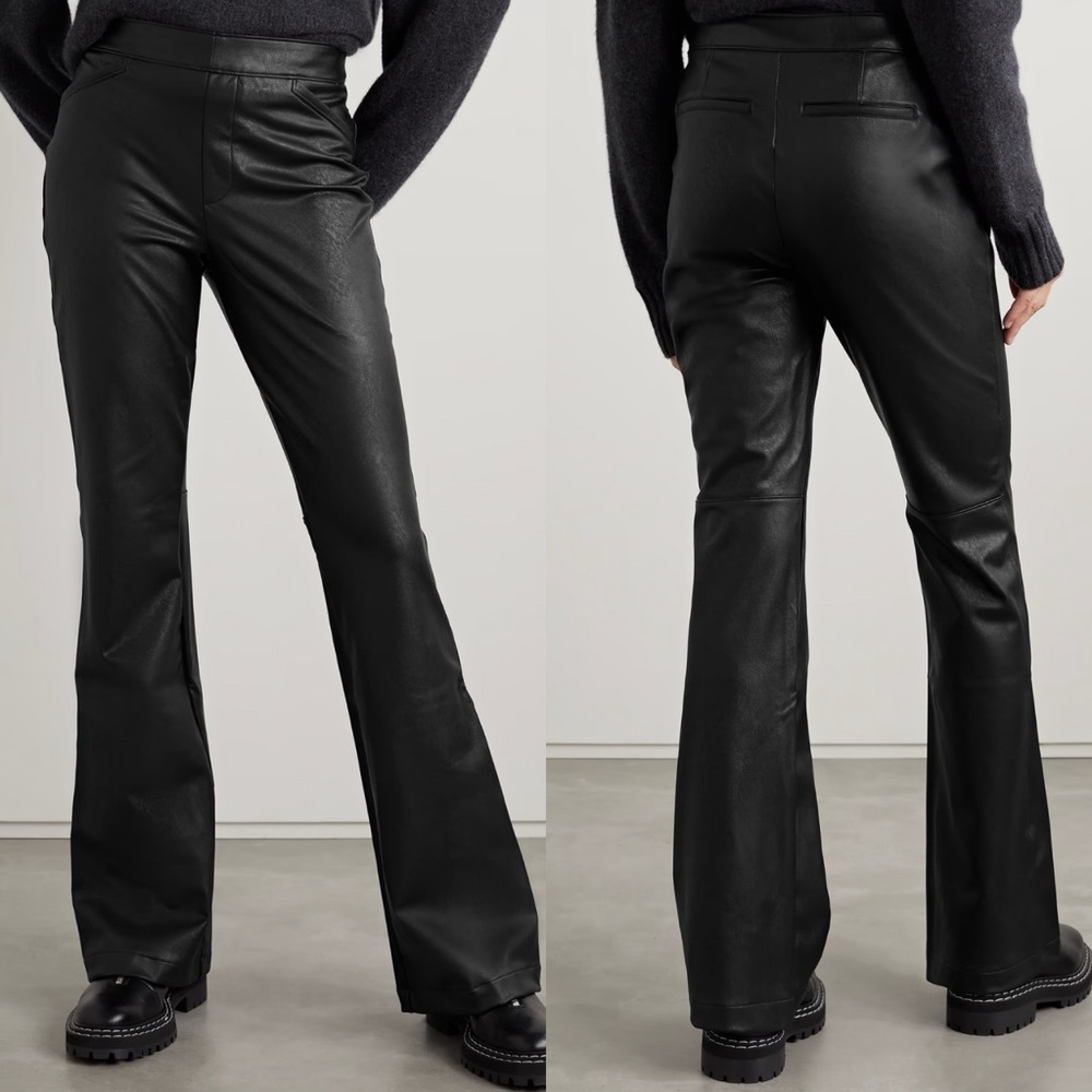 Spanx black faux leather flared leg pants
